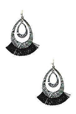 TASSELED TEARDROP DANGLE EARRINGS
