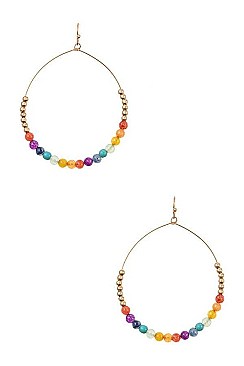 ROUND BEADED GEM EARRINGS