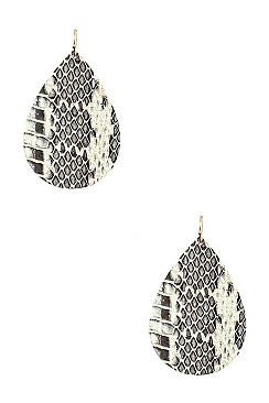 LEATHER TEARDROP DANGLE EARRING