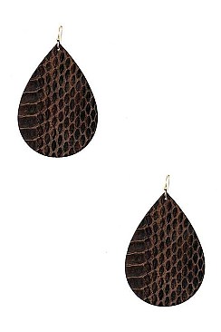 LEATHER TEARDROP DANGLE EARRING