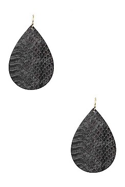 LEATHER TEARDROP DANGLE EARRING
