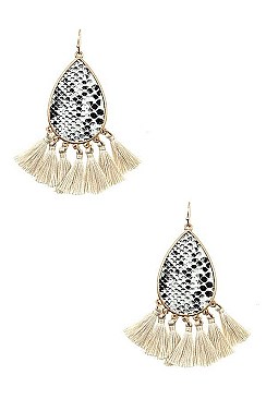 TASSEL SNAKE PATTERN DANGLE EARRING