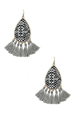 TASSEL SNAKE PATTERN DANGLE EARRING