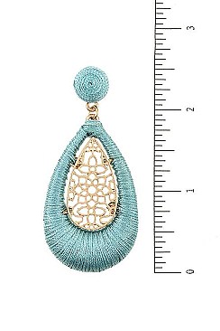 FLORAL CUT OUT THREADED TEARDROP EARRING