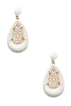 FLORAL CUT OUT THREADED TEARDROP EARRING