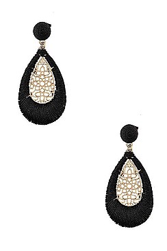 FLORAL CUT OUT THREADED TEARDROP EARRING
