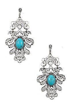 ORNATE STONE ACCENT RHINESTONE PAVE EARRING