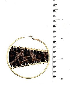 RING ACCENT MIX PRINT ROUND EARRING