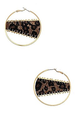 RING ACCENT MIX PRINT ROUND EARRING