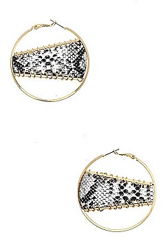 RING ACCENT MIX PRINT ROUND EARRING