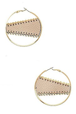 RING ACCENT MIX PRINT ROUND EARRING