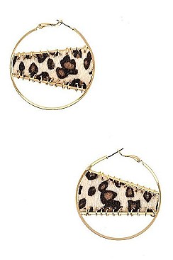 RING ACCENT MIX PRINT ROUND EARRING