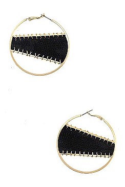 RING ACCENT MIX PRINT ROUND EARRING