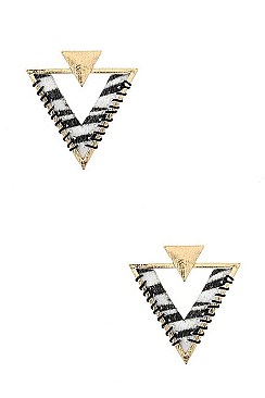 ANIMAL MIX PRINT TRIANGLE POST EARRING
