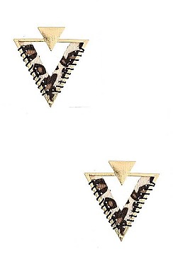 ANIMAL MIX PRINT TRIANGLE POST EARRING