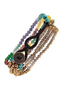 BEADED MULTI COLOR GEM BRACELET
