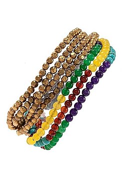 BEADED MULTI COLOR GEM BRACELET