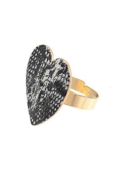 HEART SNAKE PRINT RING