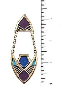 GEO PATTERN FAUX LEATHER DANGLE EARRING