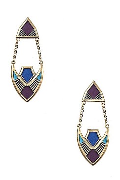 GEO PATTERN FAUX LEATHER DANGLE EARRING
