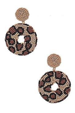 ANIMAL PRINT ROUND BEADED DROP EARRING