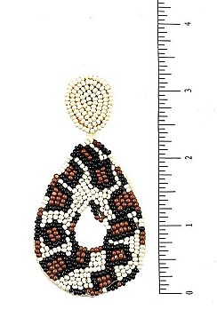 BEADED ANIMAL PRINT TEARDROP EARRING