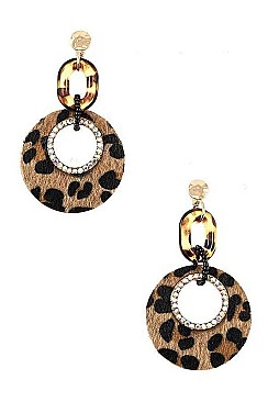 TRIPLE LINK  ANIMAL PRINT DROP EARRING