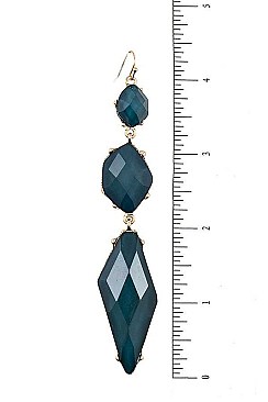 FRAMED STONE TRIPLE FACETED DANGLE EARRING