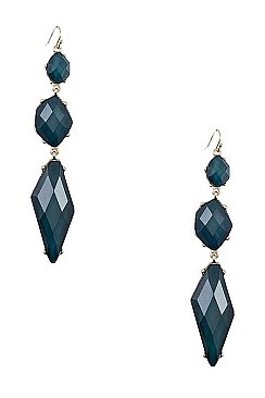 FRAMED STONE TRIPLE FACETED DANGLE EARRING