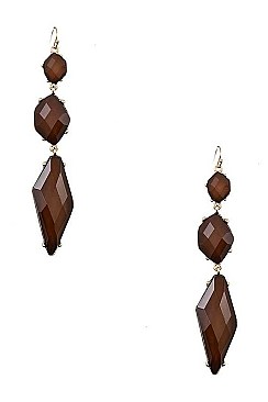FRAMED STONE TRIPLE FACETED DANGLE EARRING