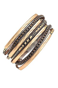 MULTI ROW HAMMERED BAR BRACELET