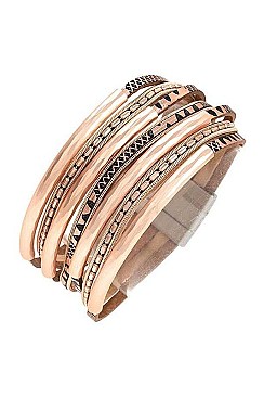 MULTI ROW HAMMERED BAR BRACELET