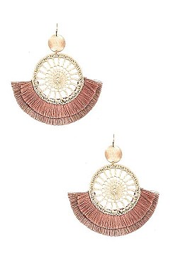 ROUND TASSEL FAN EARRING