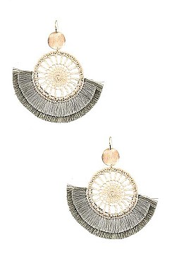 ROUND TASSEL FAN EARRING