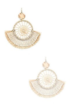 ROUND TASSEL FAN EARRING