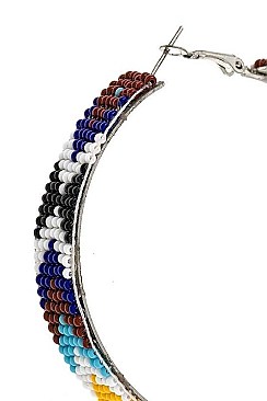 BEAD PATTERN TRIBAL HOOP EARRING