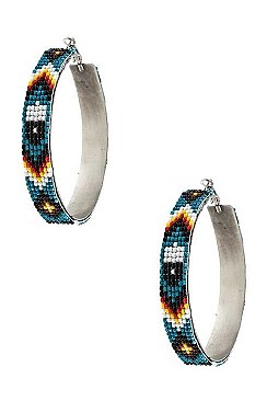 BEAD PATTERN TRIBAL HOOP EARRING