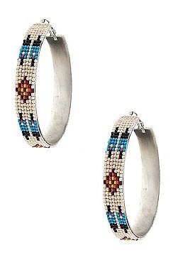 BEAD PATTERN TRIBAL HOOP EARRING