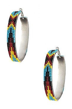 BEAD PATTERN TRIBAL HOOP EARRING