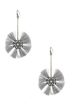 TASSEL TRIM FLORAL GEM DROP EARRING