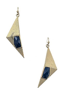 DETAILED FACETED STONE DANGLE EARRING