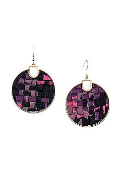 WOVEN ROUND DANGLE EARRING