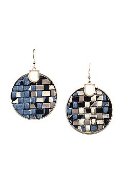 WOVEN ROUND DANGLE EARRING