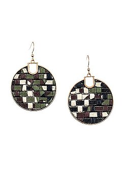 WOVEN ROUND DANGLE EARRING