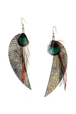 DANGLING MULTI FEATHER EARRING