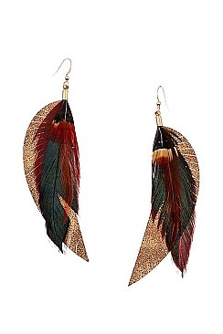 DANGLING MULTI FEATHER EARRING
