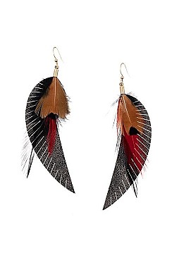 DANGLING MULTI FEATHER EARRING