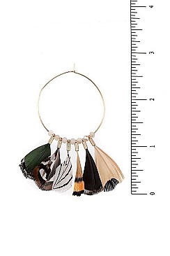 ROUND MULTI FEATHER LINKED EARRING