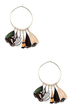 ROUND MULTI FEATHER LINKED EARRING