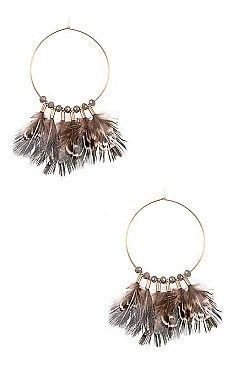 ROUND MULTI FEATHER LINKED EARRING
